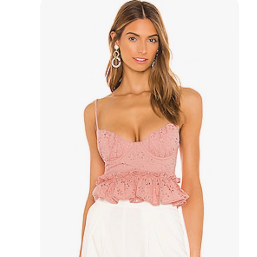 PINK LACED UNDERWIRE CROP TANK FROM REVOLVE